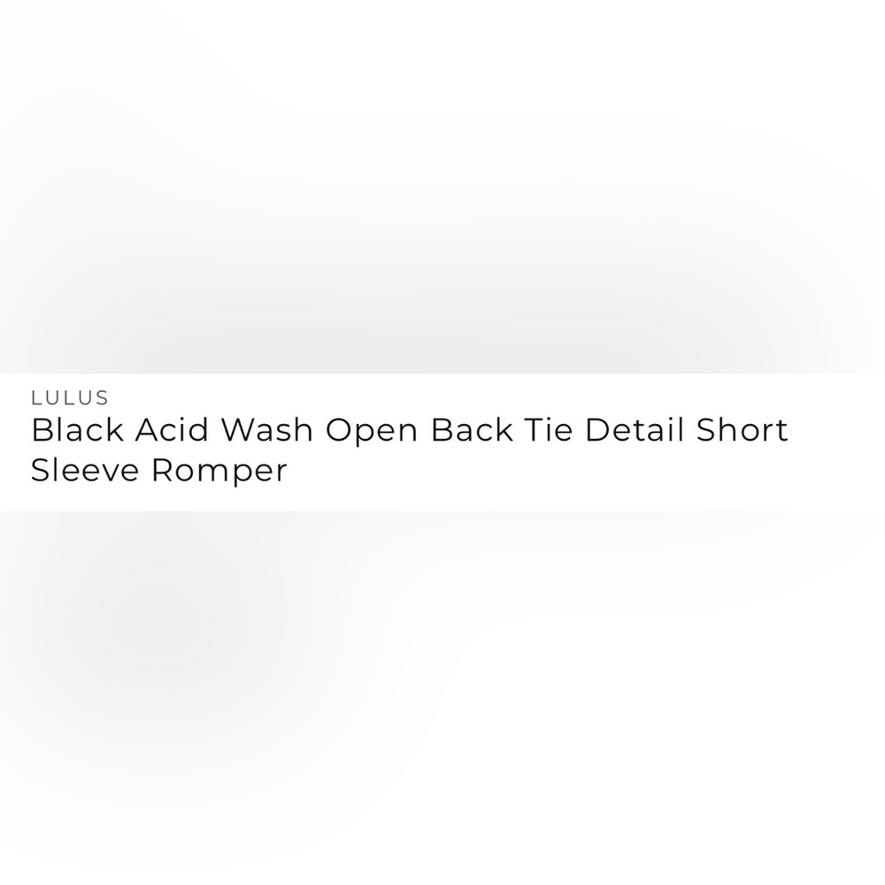 Lulus Black Acid Wash Open Back Tie Detail Short Sleeve Romper New - Picture 10 of 12
